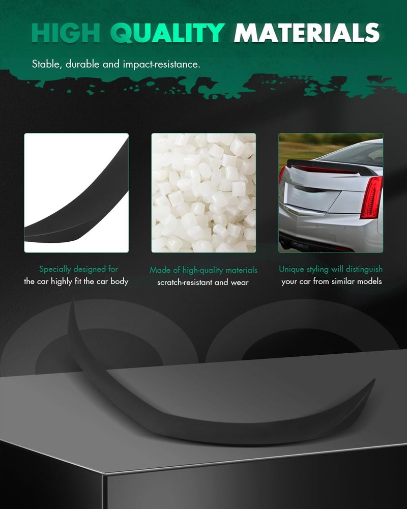 SCITOO جناح سبويلر خلفي لسيارة كاديلاك ATS سيدان 4 أبواب 2.0L قاعدة، جناح سبويلر خلفي مطفي أسود - Image 4